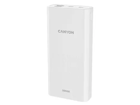 Внешний аккумулятор Canyon PB-2001, 20000 мАч, 10Вт, 5В/2.1A, 2xUSB, Белый CNE-CPB2001W