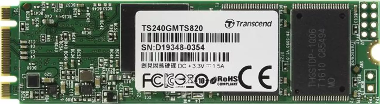 Внутренний SSD-накопитель Transcend MTS820, 240GB M.2 2280, SATA-III, TLC, TS240GMTS820S