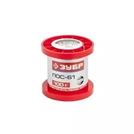 Припой ЗУБР ПОС 61 проволока (без канифоли) 100гр 1 5мм ЗУБР 55450-100-15