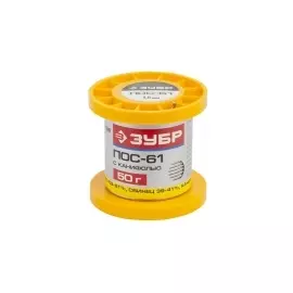 Припой ЗУБР ПОС 61 трубка (с канифолью) 50гр 1 5мм ЗУБР 55450-050-15C
