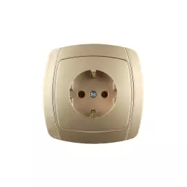 Розетка одинарная СВЕТОЗАР АКЦЕНТ SV-54205-GM