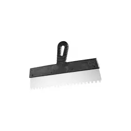 Шпатель из нержавеющей стали, 250 мм, зуб 10х10 мм, пластмассовая ручка СИБРТЕХ 85500