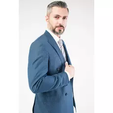 Мужской костюм двубортный синий