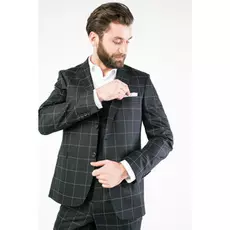 Мужской костюм тройка в клетку черный