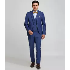Мужской костюм тройка в клетку синий
