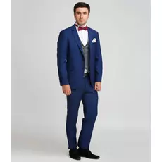 Мужской костюм в клетку синий