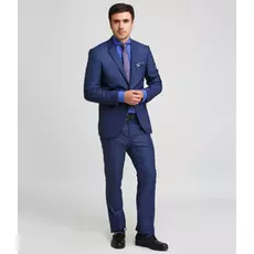 Мужской костюм в клетку темно-синий