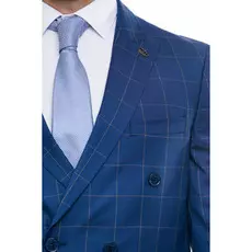 Мужской костюм в клетку темно-синий