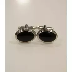 Запонки овальные чёрные