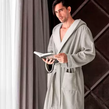 Банный халат Арт лайн цвет: белый, серый (XL)