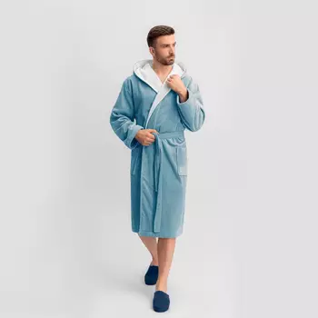 Банный халат Арт лайн цвет: голубой, белый (S)