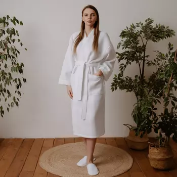 Банный халат Баффл цвет: белый (XL)