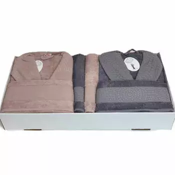 Банный халат Elmira цвет: пудровый, антрацит (L-XL)