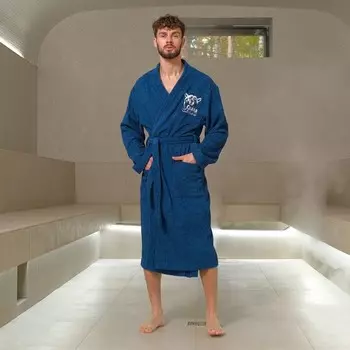 Банный халат Глава семьи цвет: синий (2XL)