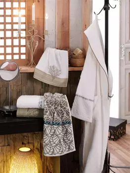 Банный халат Leaves цвет: ванильный (Стандартный)