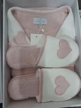 Банный халат MONIQUE HEARTS цвет: грязно-розовый (L)