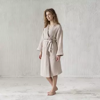 Банный халат Шифу цвет: бежевый (L)