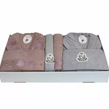 Банный халат Stefani цвет: лиловый, серый (L-XL)