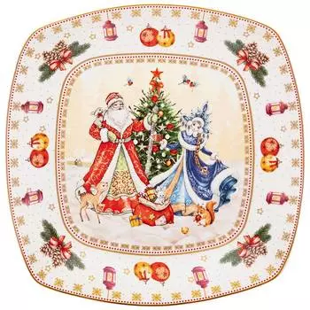 Блюдо Дед Мороз и Снегурочка (25х4 см)