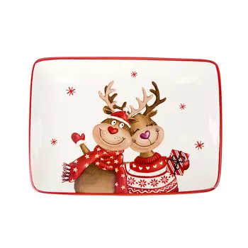 Блюдо Рождественские олени (20х15х2 см)