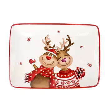 Блюдо Рождественские олени (25х18х3 см)