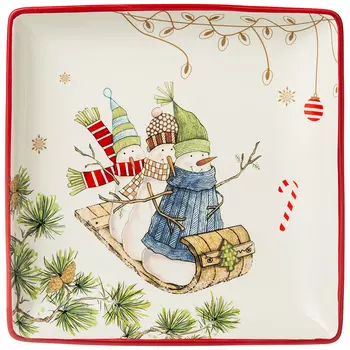 Блюдо Зимняя забава (28х28х4 см)