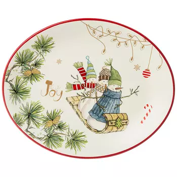 Блюдо Зимняя забава (32х26 см)