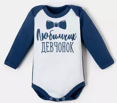 Боди детское Любимчик девчонок Цвет: Белый, Синий (9-12 мес)