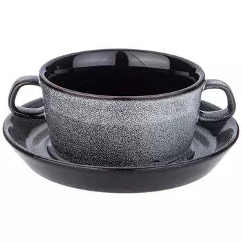 Бульонница с блюдцем Graphite (15х10х6 см)