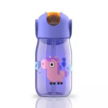 Бутылка с силиконовой соломинкой цвет: фиолетовый (415 мл)