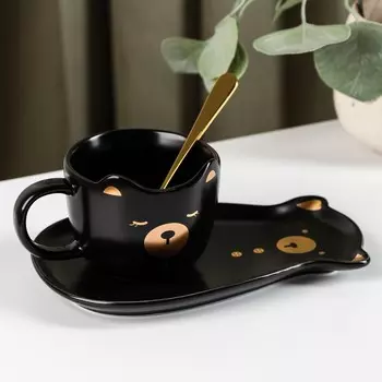 Чайная пара Мишка цвет: черный (18х12х7 см)