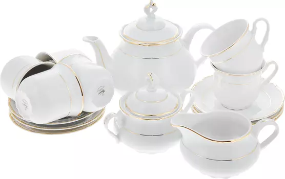 Чайный сервиз Gerrard. Отводка золото (15 предметов)