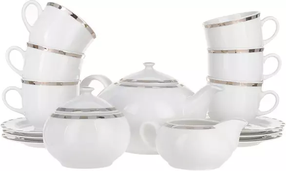Чайный сервиз Опал. Платиновые пластинки (15 предметов)