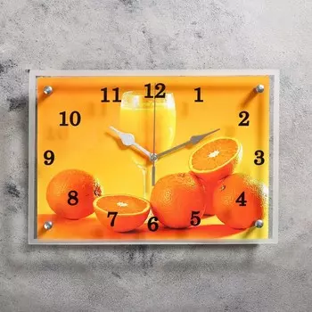 Часы Апельсины и бокал (5х35х25 см)