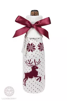Чехол на бутылку Олень цвет: белый, бордо (10х33 см)