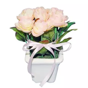 Цветок декоративный Роза цвет: желто-розовый