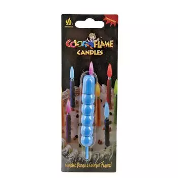 Свеча декоративная Color Flame цвет: синий (2х9 см)