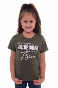 Детская футболка Evrikleya Цвет: Хаки Меланж (116-122 см)