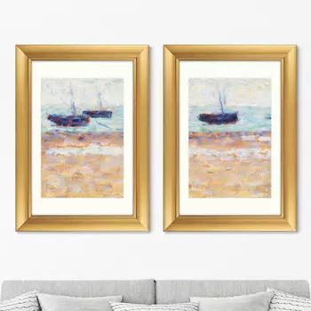 Диптих Boats at Grandcamp, 1885г. (71х51 см - 2 шт)