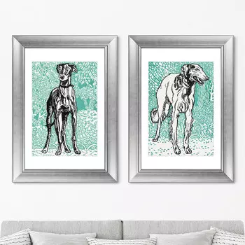 Диптих Greyhounds, 1912г. (71х51 см - 2 шт)