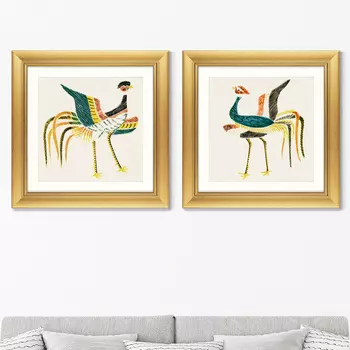 Диптих Japanese vintage woodblock print №43, 1864г. (61х61 см - 2 шт)