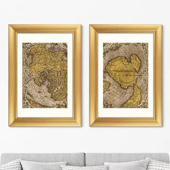 Диптих Noua, et integra uniuersi orbis descriptio, 1531г. (71х51 см - 2 шт)