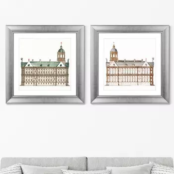 Диптих The City Hall in Amsterdam, 1701г. (61х61 см - 2 шт)