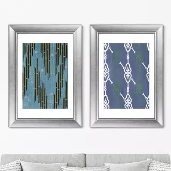 Диптих Vintage print of Japanese textile №23, 1904г. (71х51 см - 2 шт)