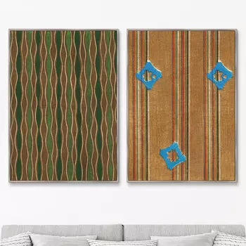 Диптих Vintage print of Japanese textile №57, 1904г. (105х75 см - 2 шт)