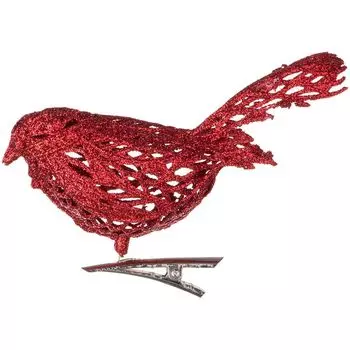 Елочное украшение Птичка цвет: красный (16х7 см)