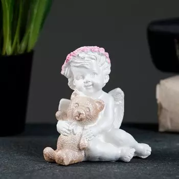 Фигурка Ангелочек с мишкой сидит (7х7х5 см)