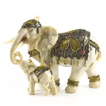 Фигурка Белый Слон Со Слонёнком (10х16х21 см)