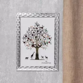 Фоторамка 3D ромбы на серебре (33х24 см)