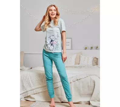 Футболка Happy Цвет: Белый, Мятный (40-42)